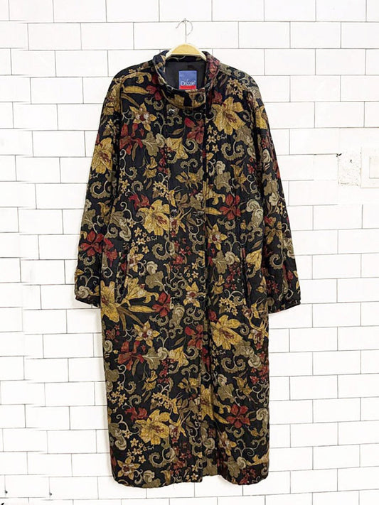 vintage drizzle quilted floral double breasted coat | union made in USA - good market thrift store