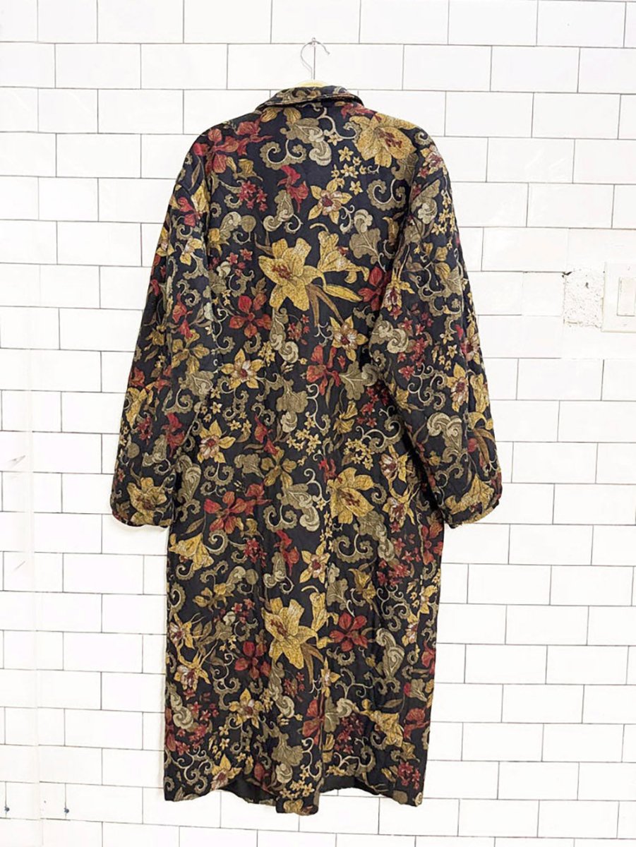 vintage drizzle quilted floral double breasted coat | union made in USA - good market thrift store