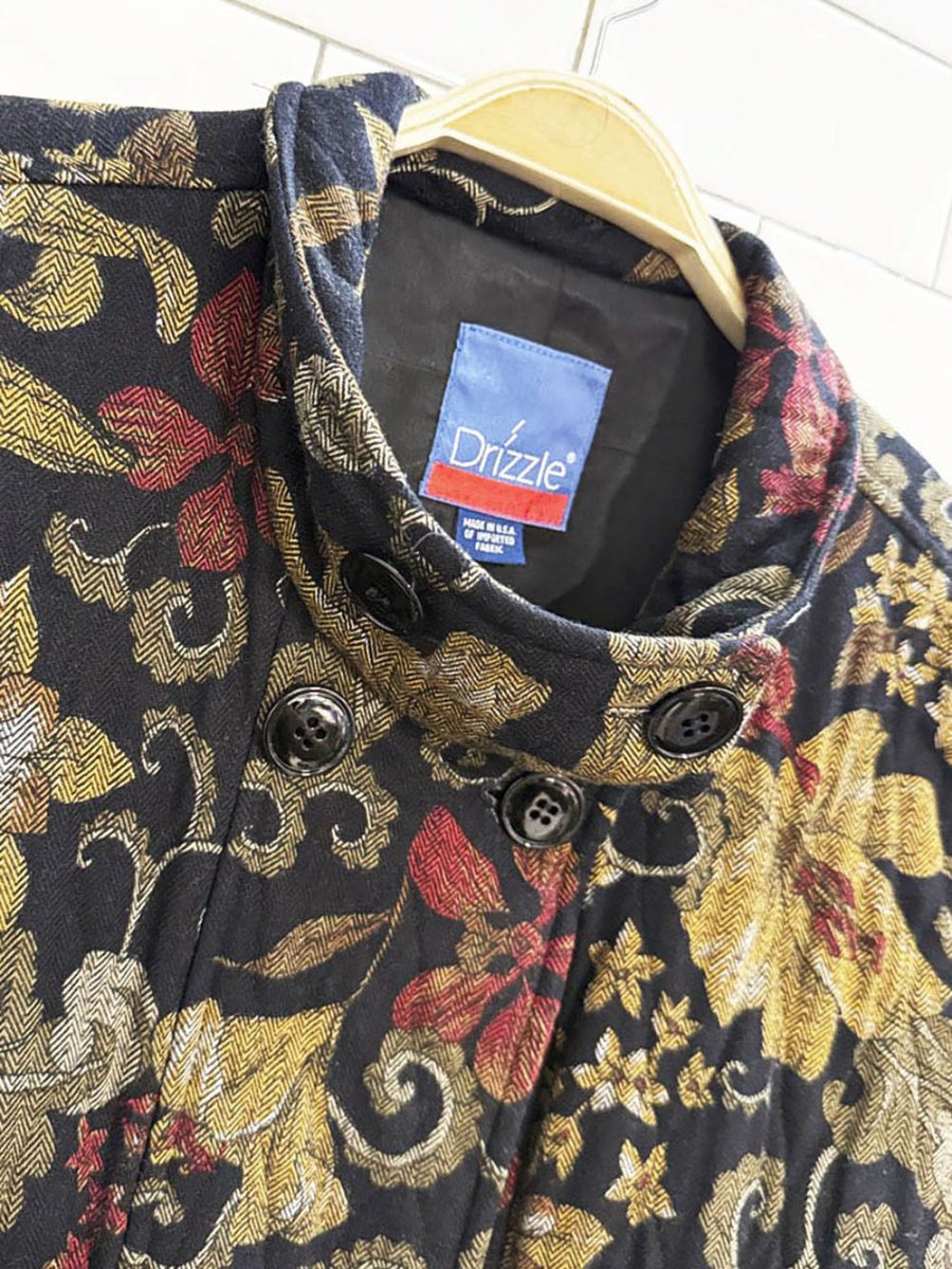 vintage drizzle quilted floral double breasted coat | union made in USA - good market thrift store