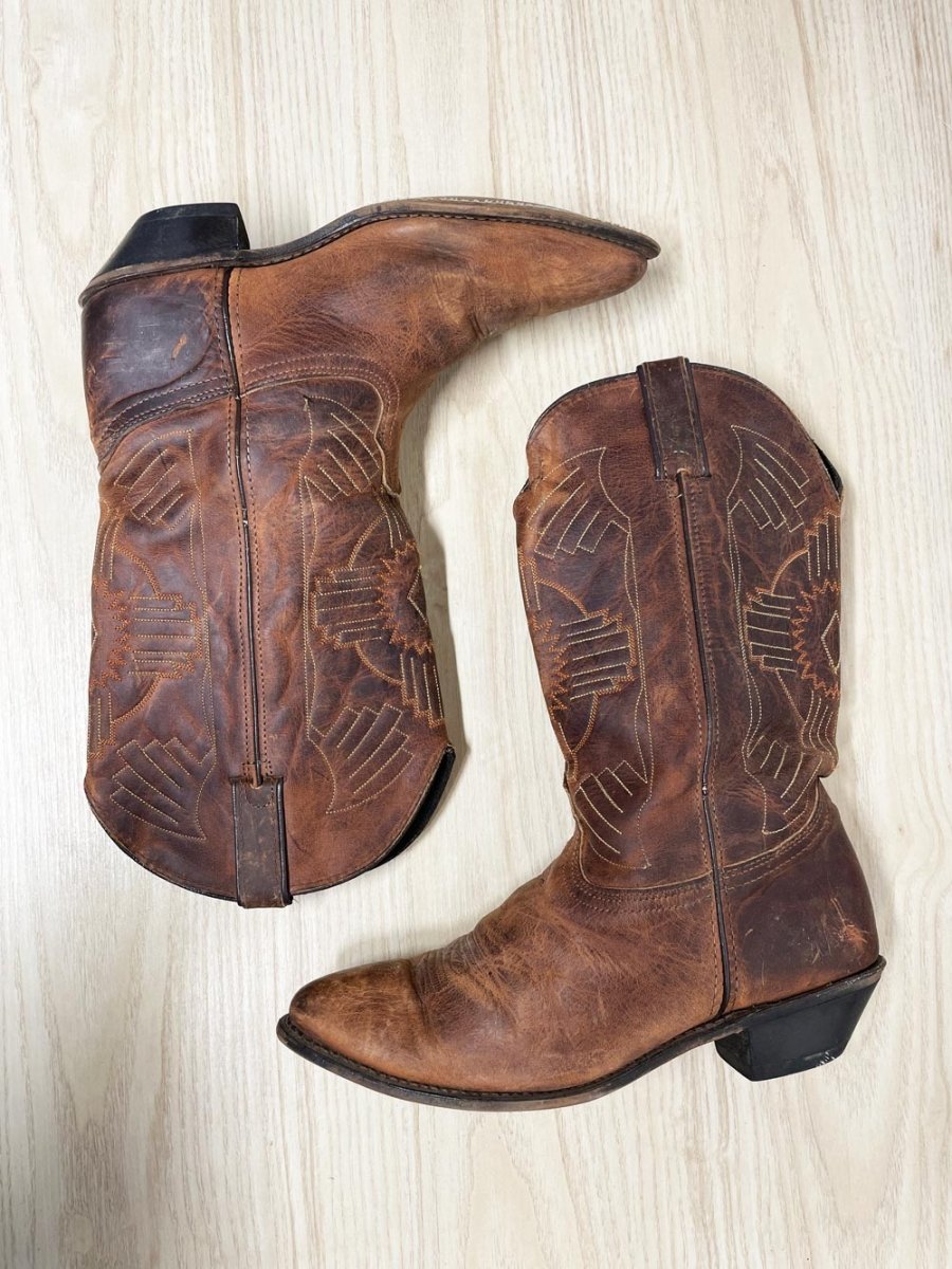 vintage durango southwestern embroidered leather cowboy boots - good market thrift store