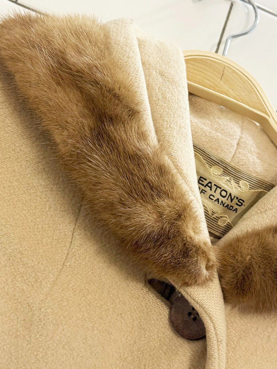 vintage eaton's mink fur collar wool coat | coutourier designed by rebecca gould - good market thrift store