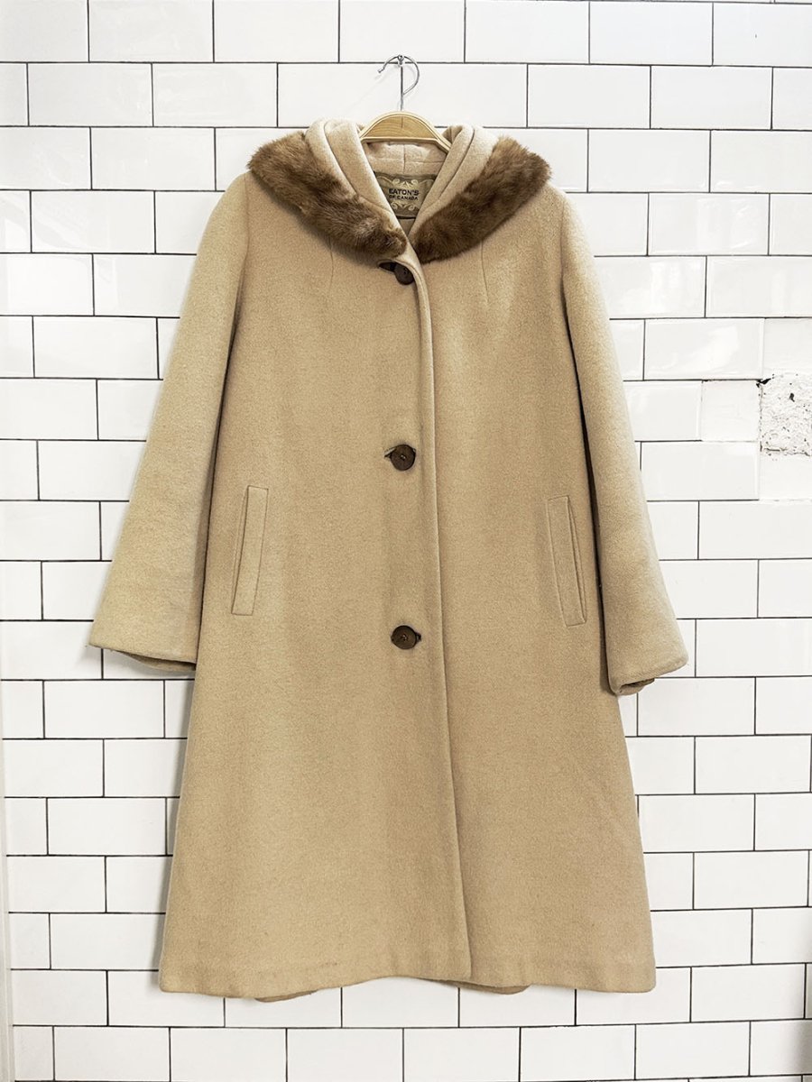 vintage eaton's mink fur collar wool coat | coutourier designed by rebecca gould - good market thrift store