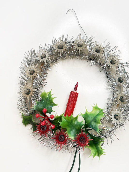 vintage eatons tinsel tree topper / wall decor light up wreath - good market thrift store