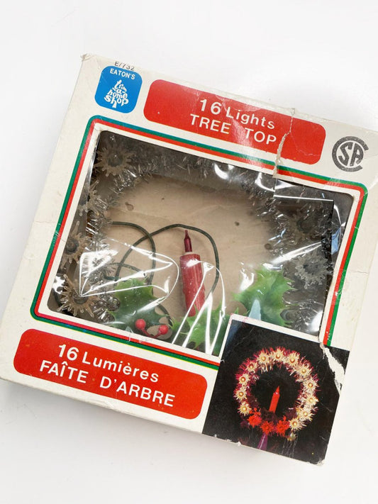 vintage eatons tinsel tree topper / wall decor light up wreath - good market thrift store