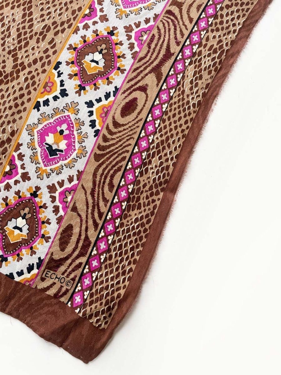 vintage echo 100% silk animal print long scarf - good market thrift store