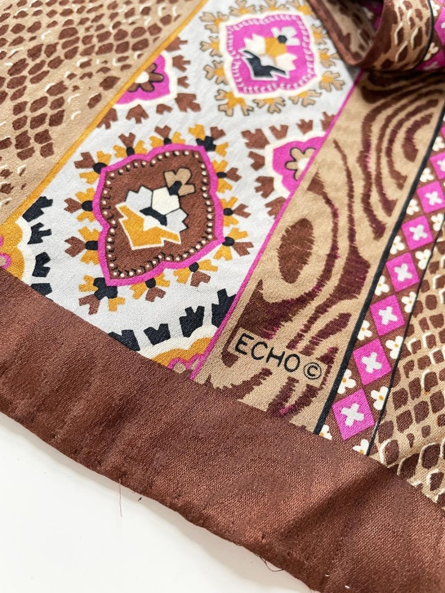 vintage echo 100% silk animal print long scarf - good market thrift store