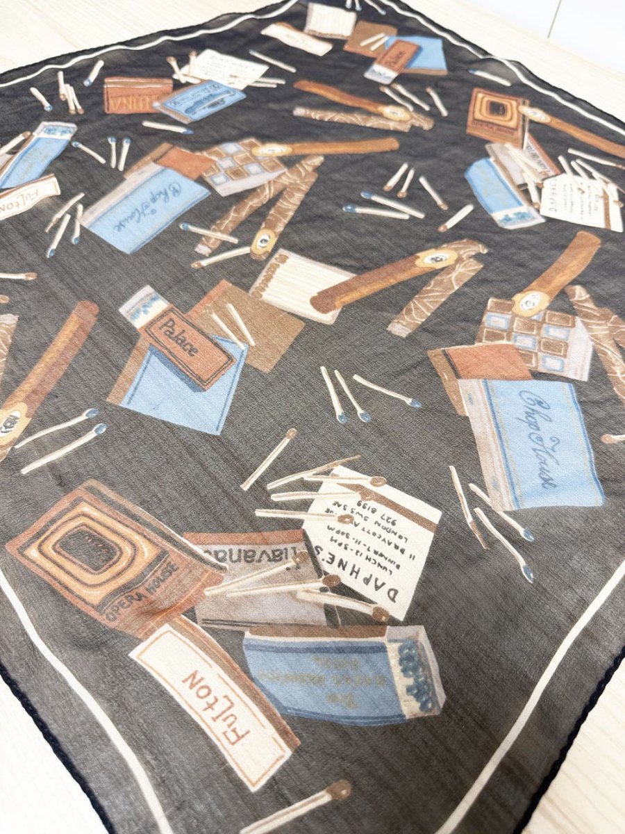 vintage echo 100% silk cigars and matches square scarf - good market thrift store