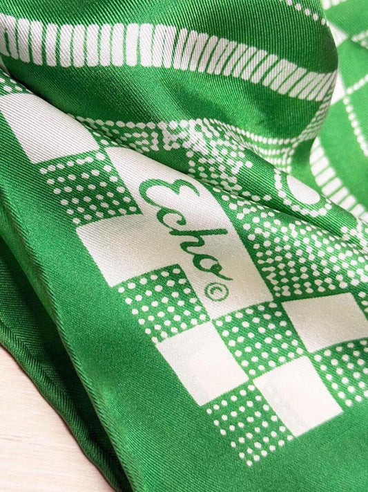 vintage echo 100% silk floral patchwork square scarf | hand - rolled edge - good market thrift store