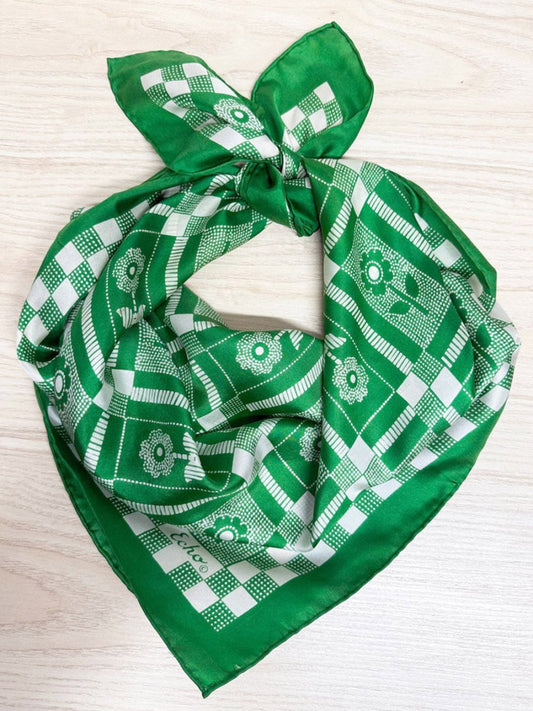 vintage echo 100% silk floral patchwork square scarf | hand - rolled edge - good market thrift store