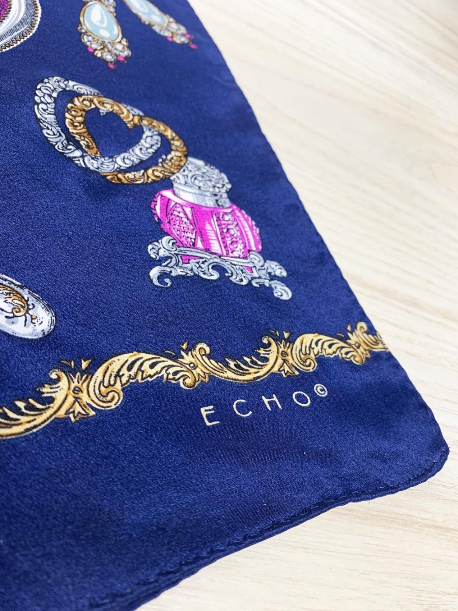 vintage echo 100% silk rectangle vanity scarf - good market thrift store
