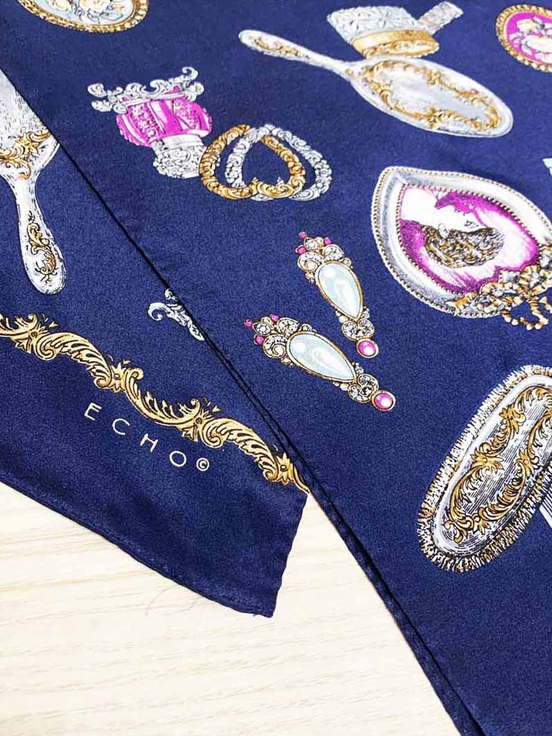 vintage echo 100% silk rectangle vanity scarf - good market thrift store