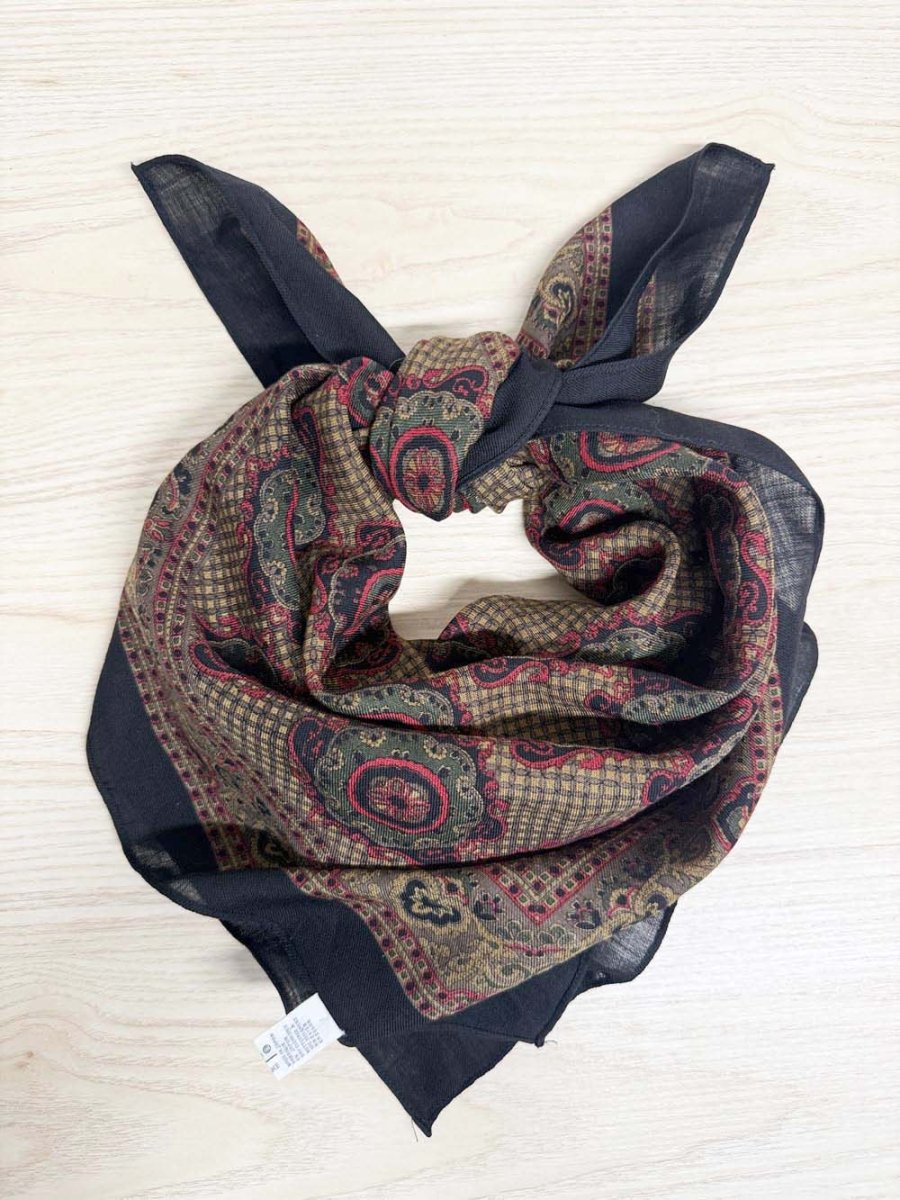 vintage echo 100% wool woven medallion square scarf | made in Japan - good market thrift store