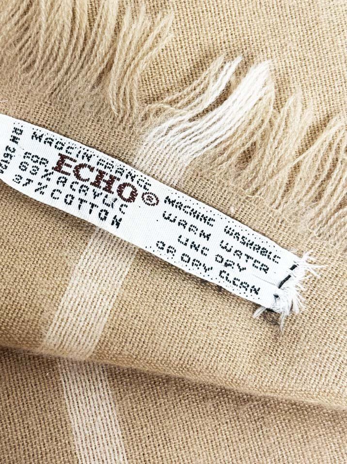 vintage echo window pane check xl square woven scarf | made in France - good market thrift store