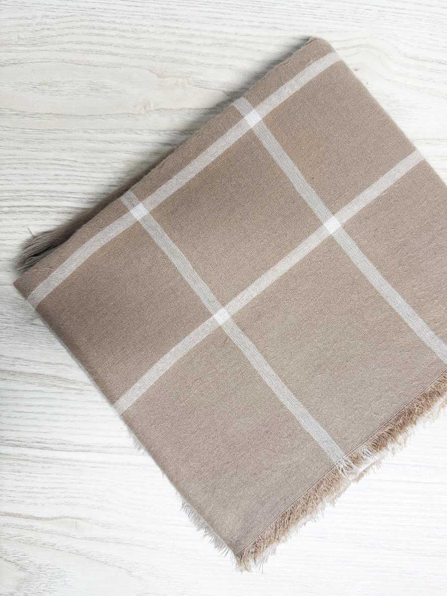 vintage echo window pane check xl square woven scarf | made in France - good market thrift store