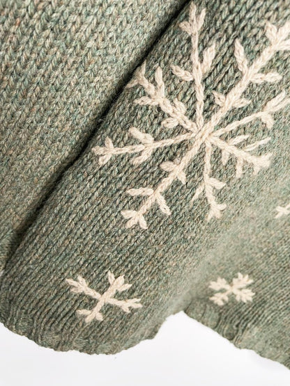 vintage eddie bauer 100% wool snowflakes earth - tone knit sweater - good market thrift store