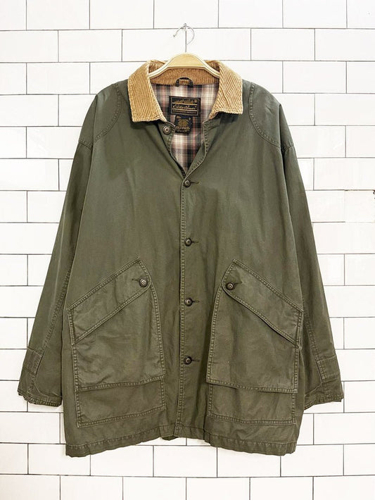 vintage eddie bauer corduroy collar flannel lined chore coat - good market thrift store