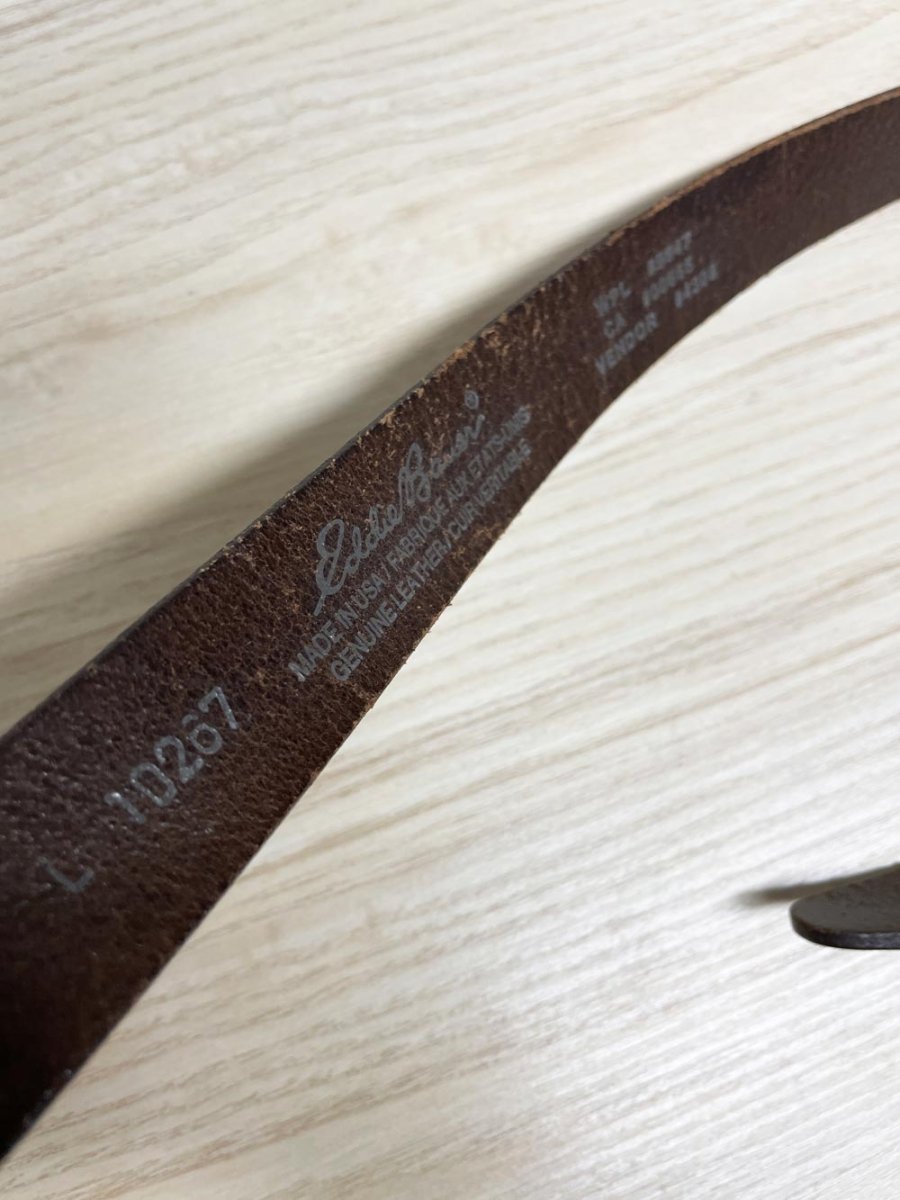 vintage eddie bauer leather belt w silver belt buckle | made in USA - good market thrift store