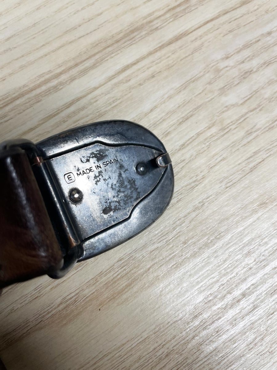 vintage eddie bauer leather belt w silver belt buckle | made in USA - good market thrift store