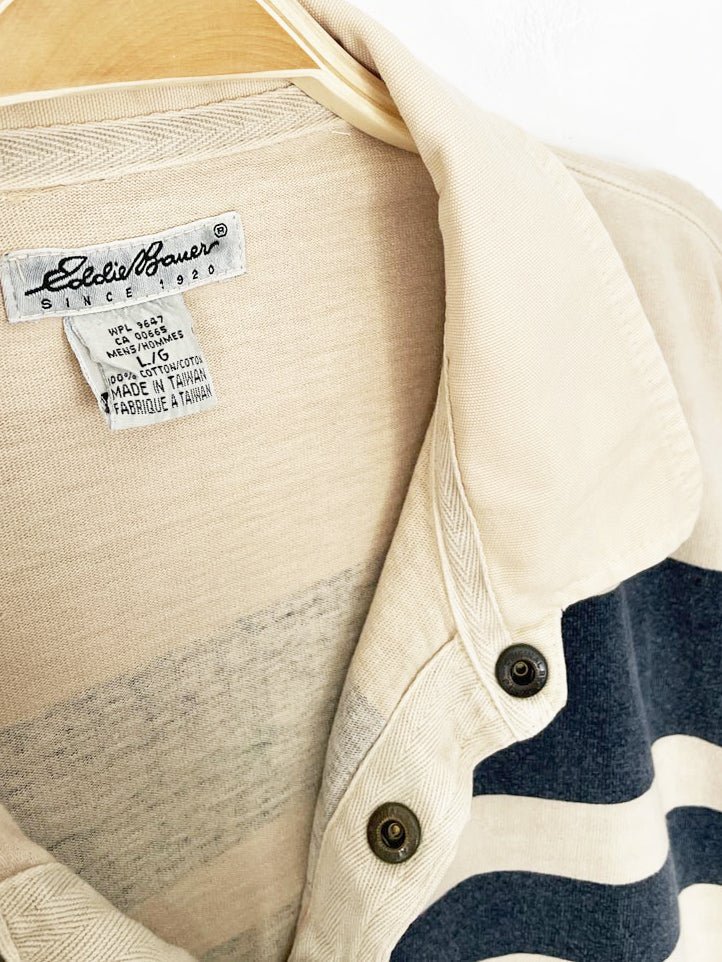 vintage eddie bauer striped henley 1/4 button long sleeve shirt - good market thrift store