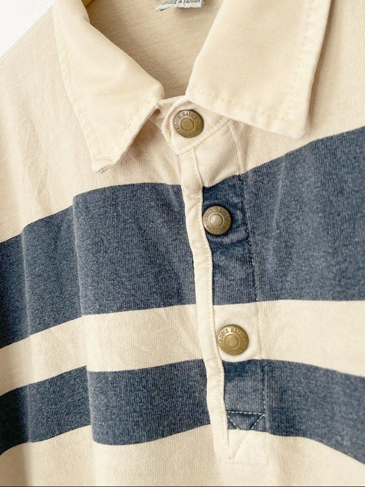 vintage eddie bauer striped henley 1/4 button long sleeve shirt - good market thrift store