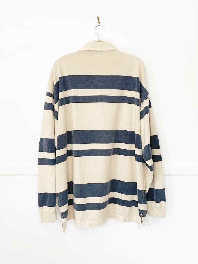 vintage eddie bauer striped henley 1/4 button long sleeve shirt - good market thrift store
