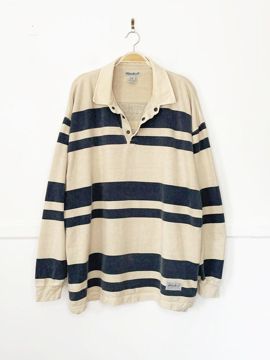 vintage eddie bauer striped henley 1/4 button long sleeve shirt - good market thrift store