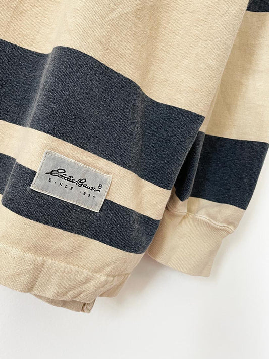 vintage eddie bauer striped henley 1/4 button long sleeve shirt - good market thrift store