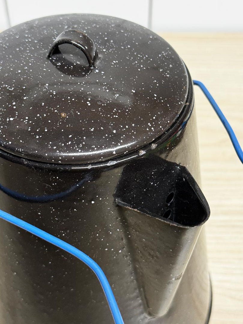 vintage enamelwear speckled camping coffee kettle pot - good market thrift store