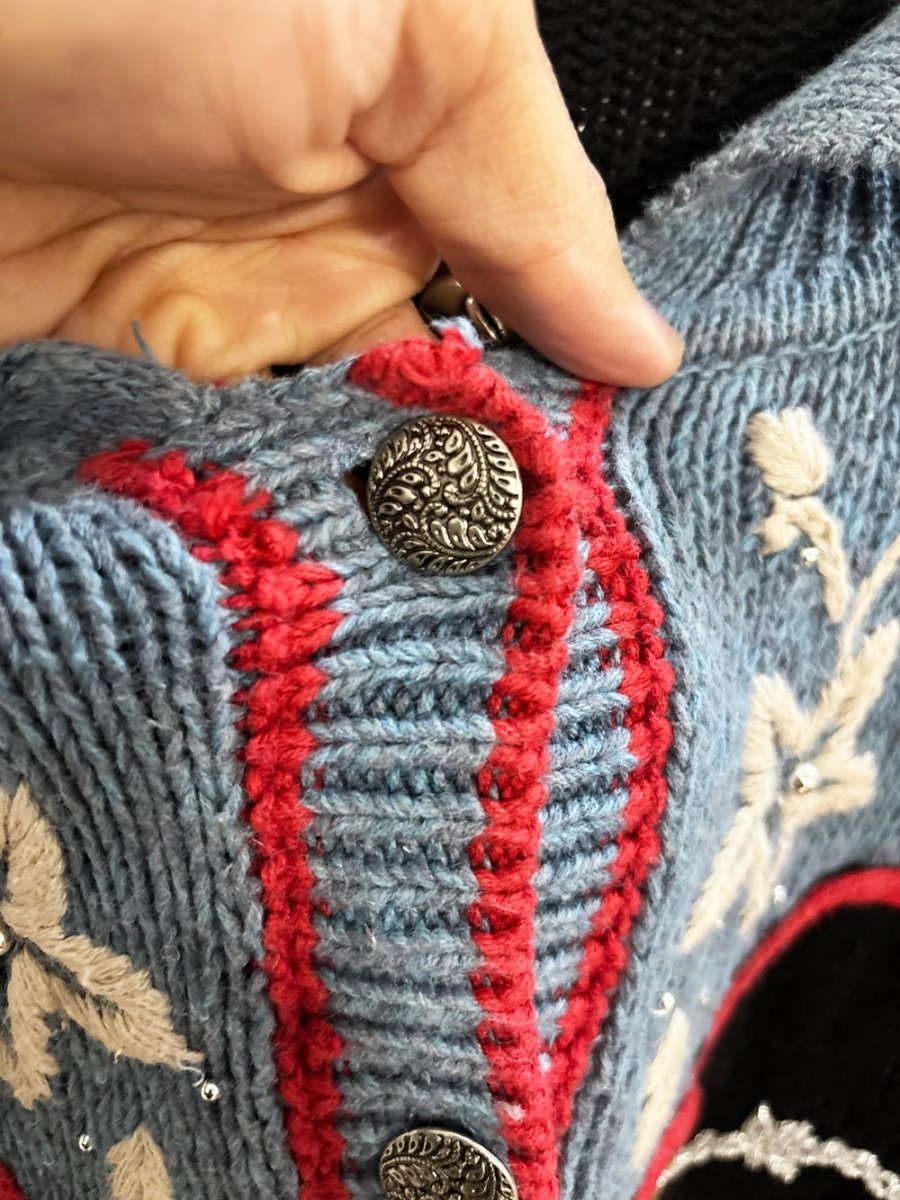 vintage episcia hand - knit western embroidered cardigan - good market thrift store