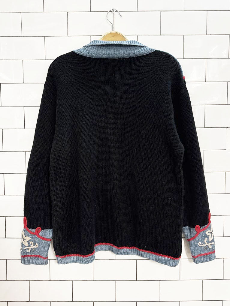vintage episcia hand - knit western embroidered cardigan - good market thrift store