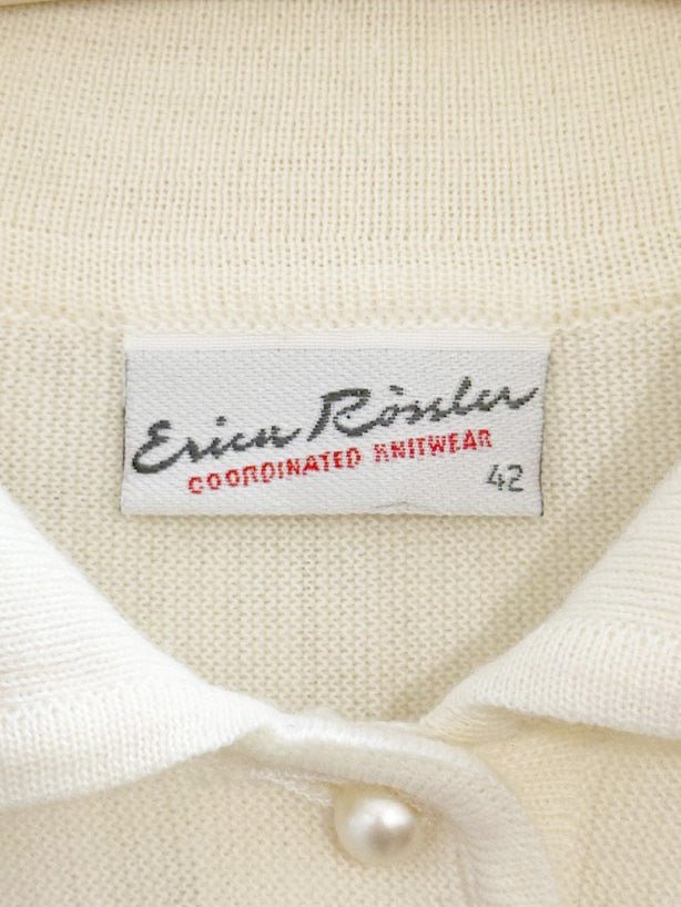 vintage erica rössler wool - blend pearl button knit polo shirt - good market thrift store