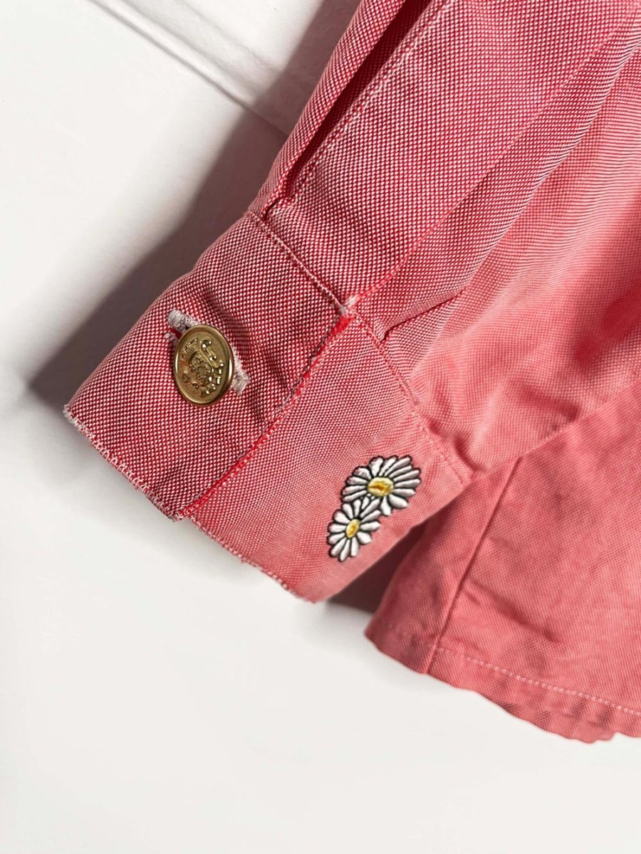 vintage escada daisy embroidered collar + cuffs cotton shirt - good market thrift store