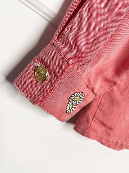 vintage escada daisy embroidered collar + cuffs cotton shirt - good market thrift store