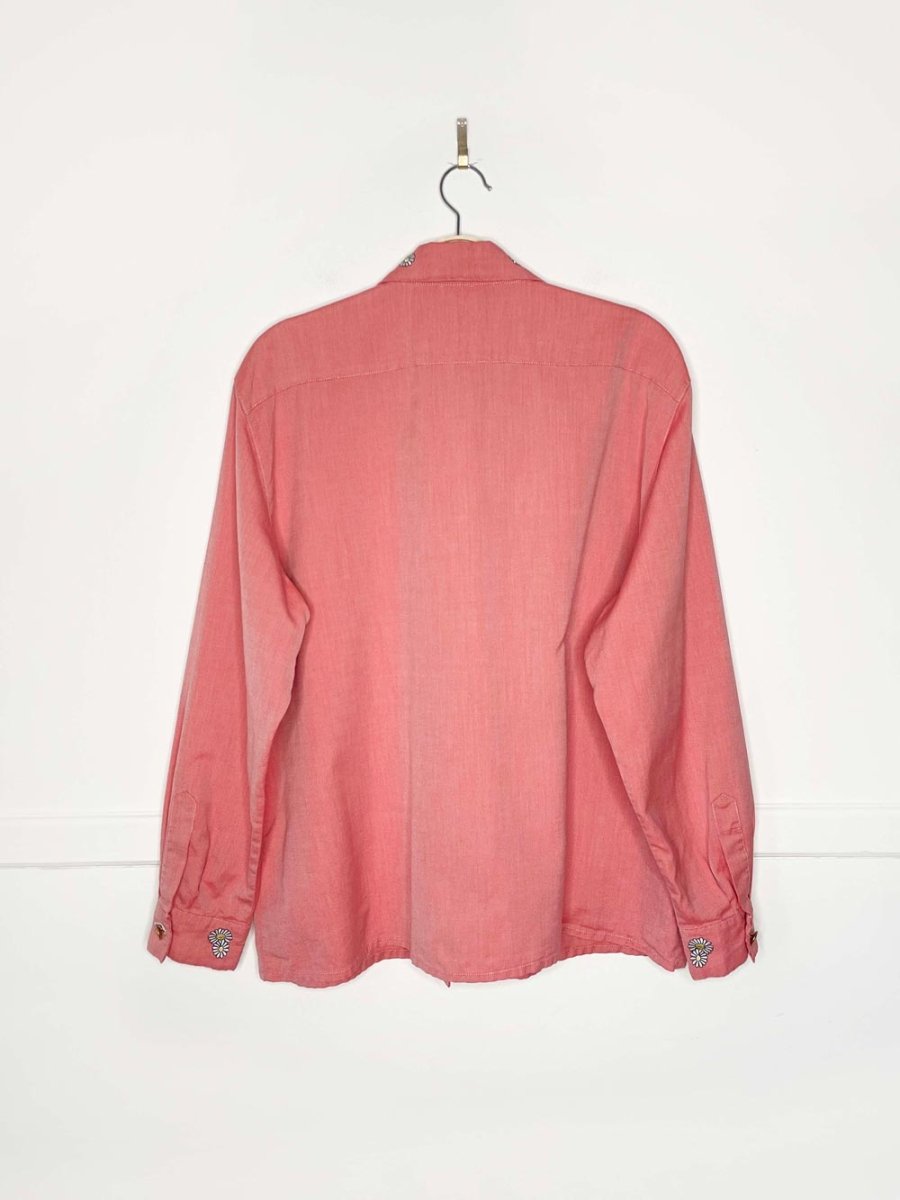 vintage escada daisy embroidered collar + cuffs cotton shirt - good market thrift store