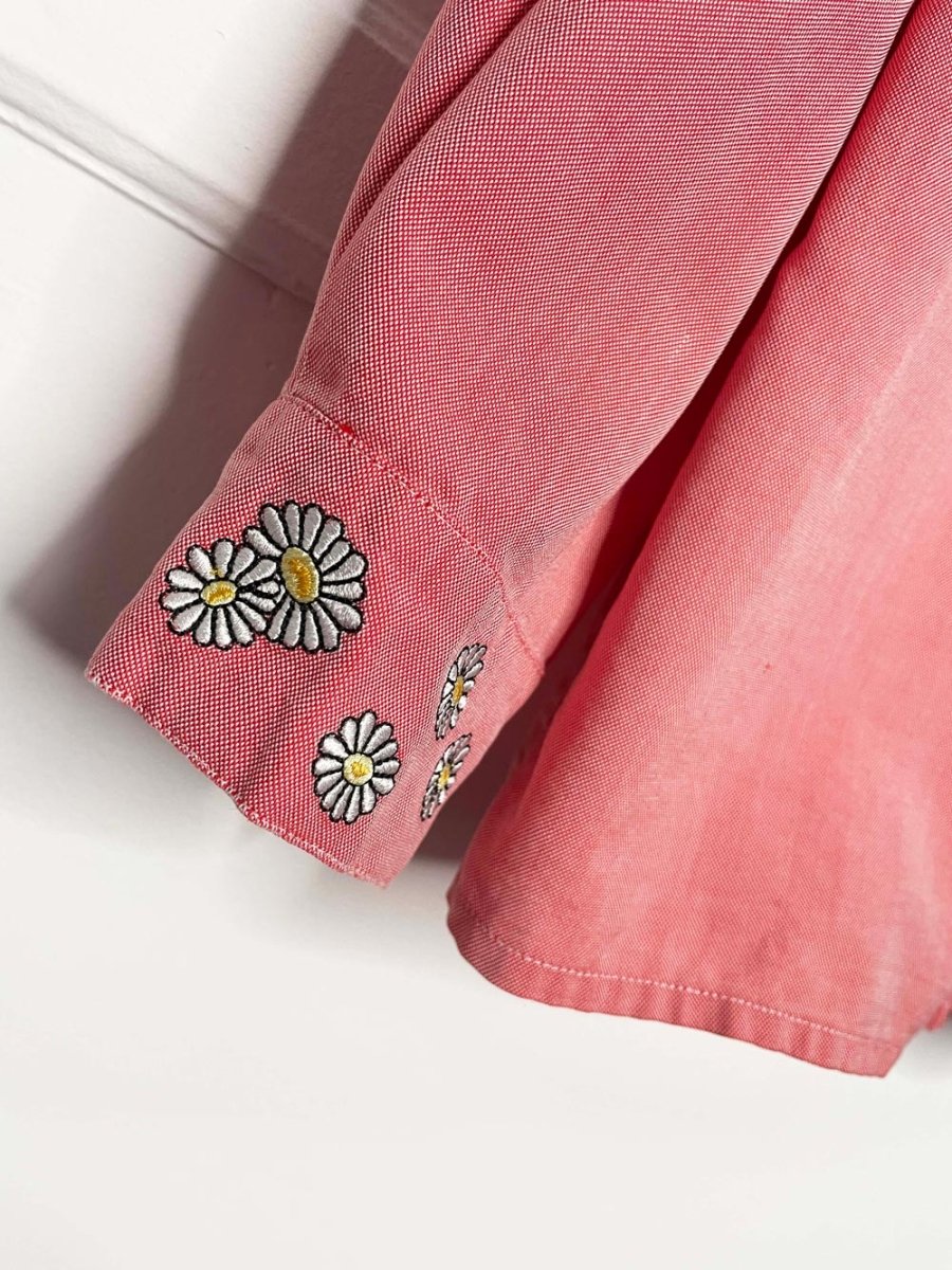 vintage escada daisy embroidered collar + cuffs cotton shirt - good market thrift store