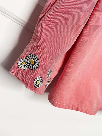 vintage escada daisy embroidered collar + cuffs cotton shirt - good market thrift store