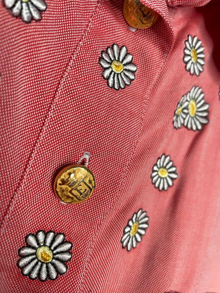 vintage escada daisy embroidered collar + cuffs cotton shirt - good market thrift store