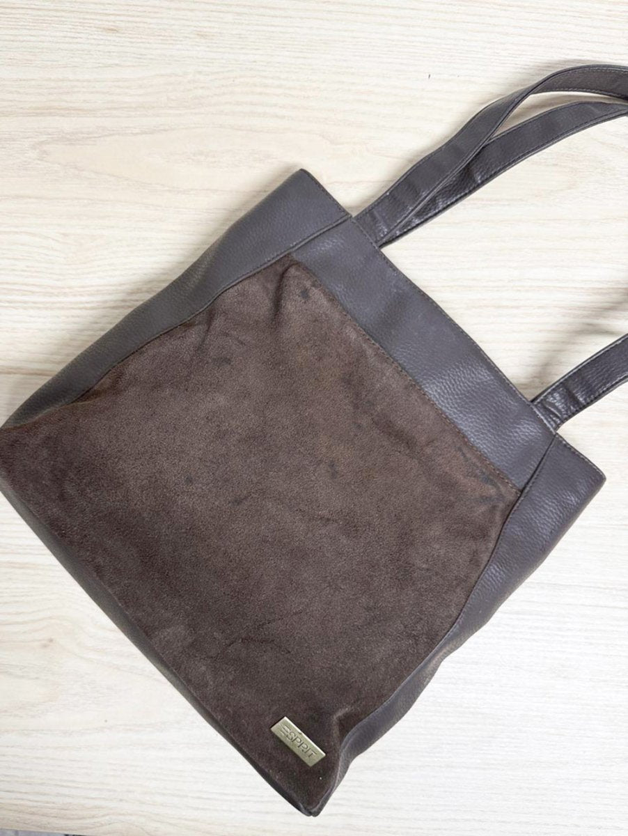 vintage esprit suede leather shoulder tote bag - good market thrift store