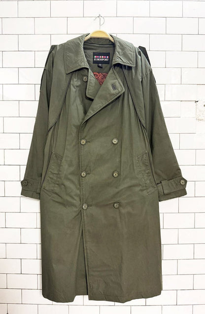 vintage eurosport lined double breasted trench coat | zip out liner - good market thrift store