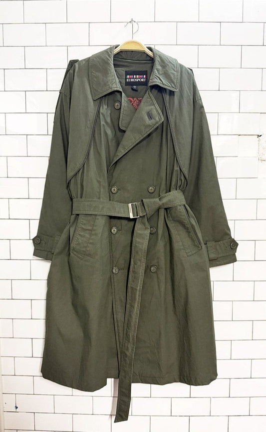 vintage eurosport lined double breasted trench coat | zip out liner - good market thrift store