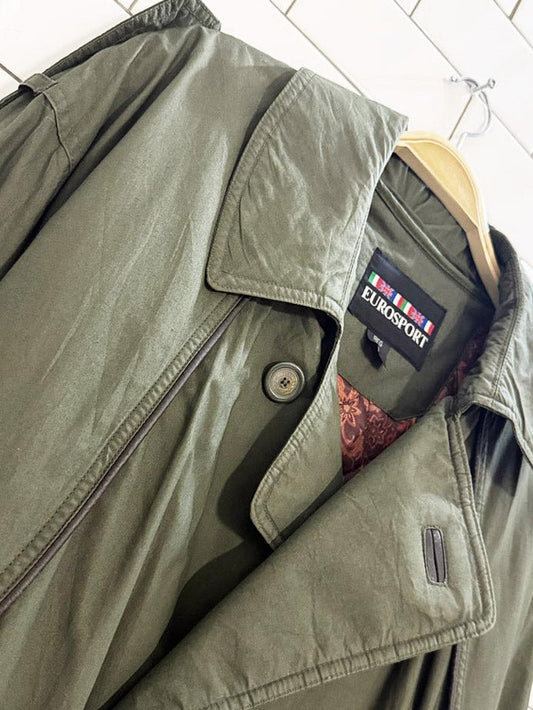 vintage eurosport lined double breasted trench coat | zip out liner - good market thrift store