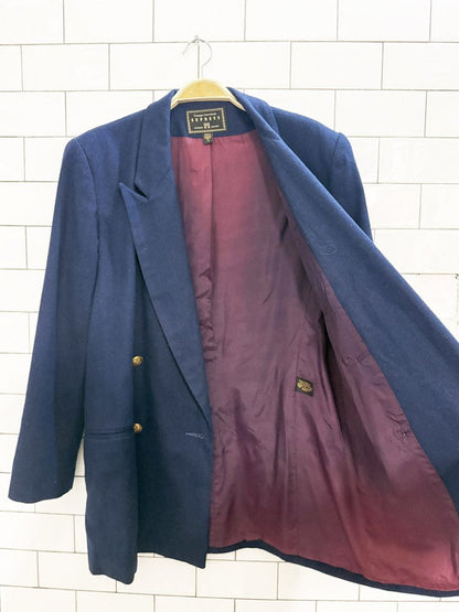 vintage express wool - blend beaded crest pocket double breasted blazer | made in USA - good market thrift store