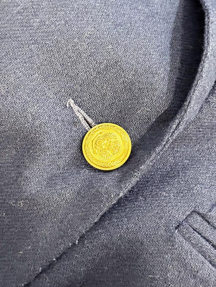 vintage express wool - blend beaded crest pocket double breasted blazer | made in USA - good market thrift store