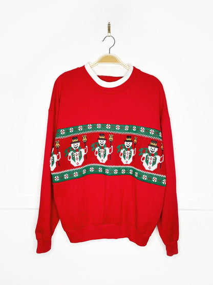 vintage fair isle knit snowmen sweatshirt - good market thrift store