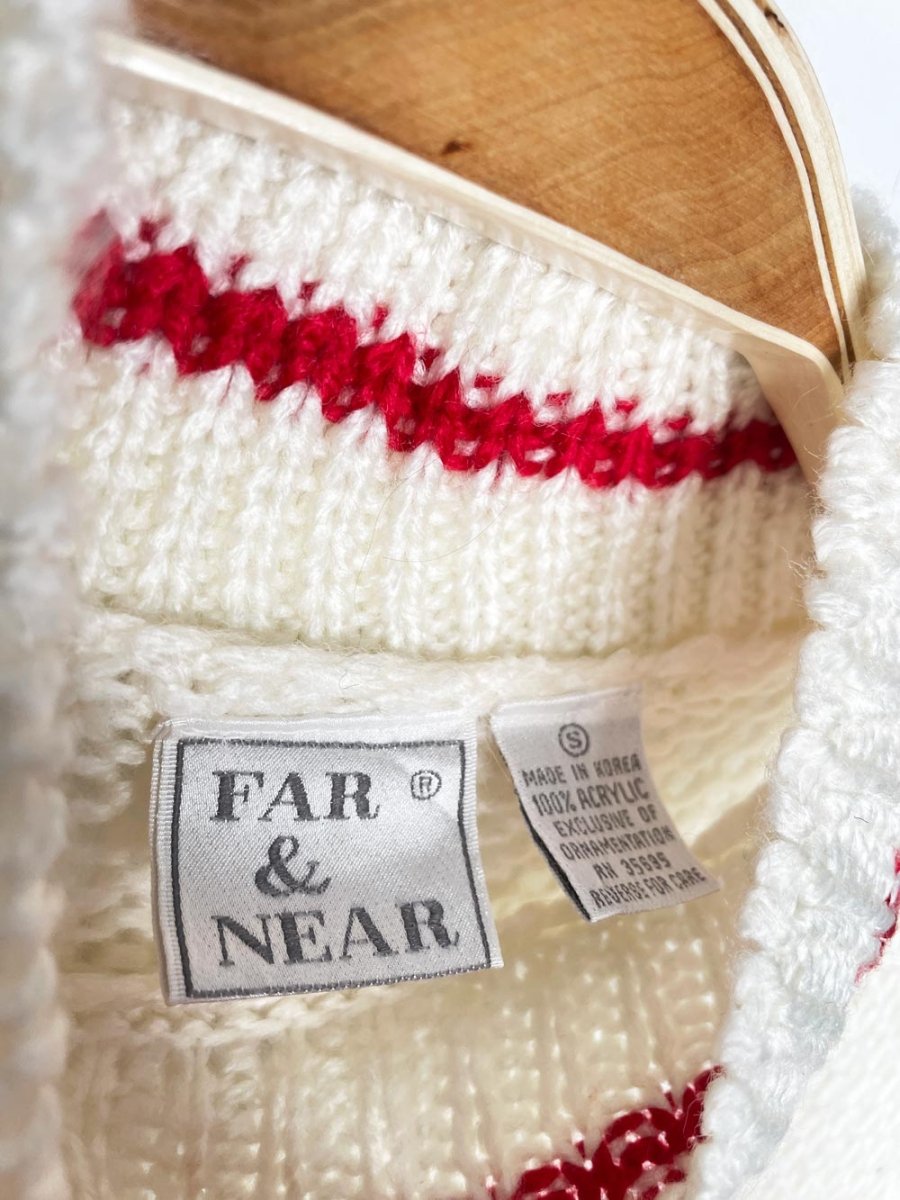 vintage far & near teddy bear stocking knit sweater - good market thrift store