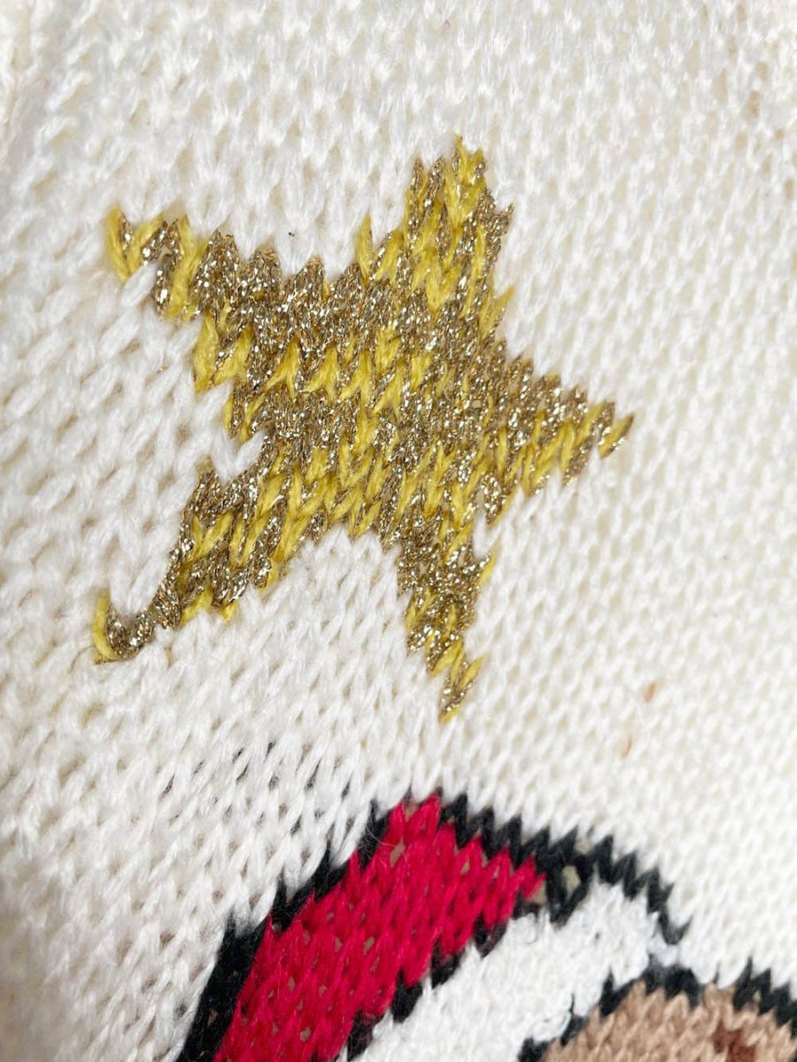 vintage far & near teddy bear stocking knit sweater - good market thrift store