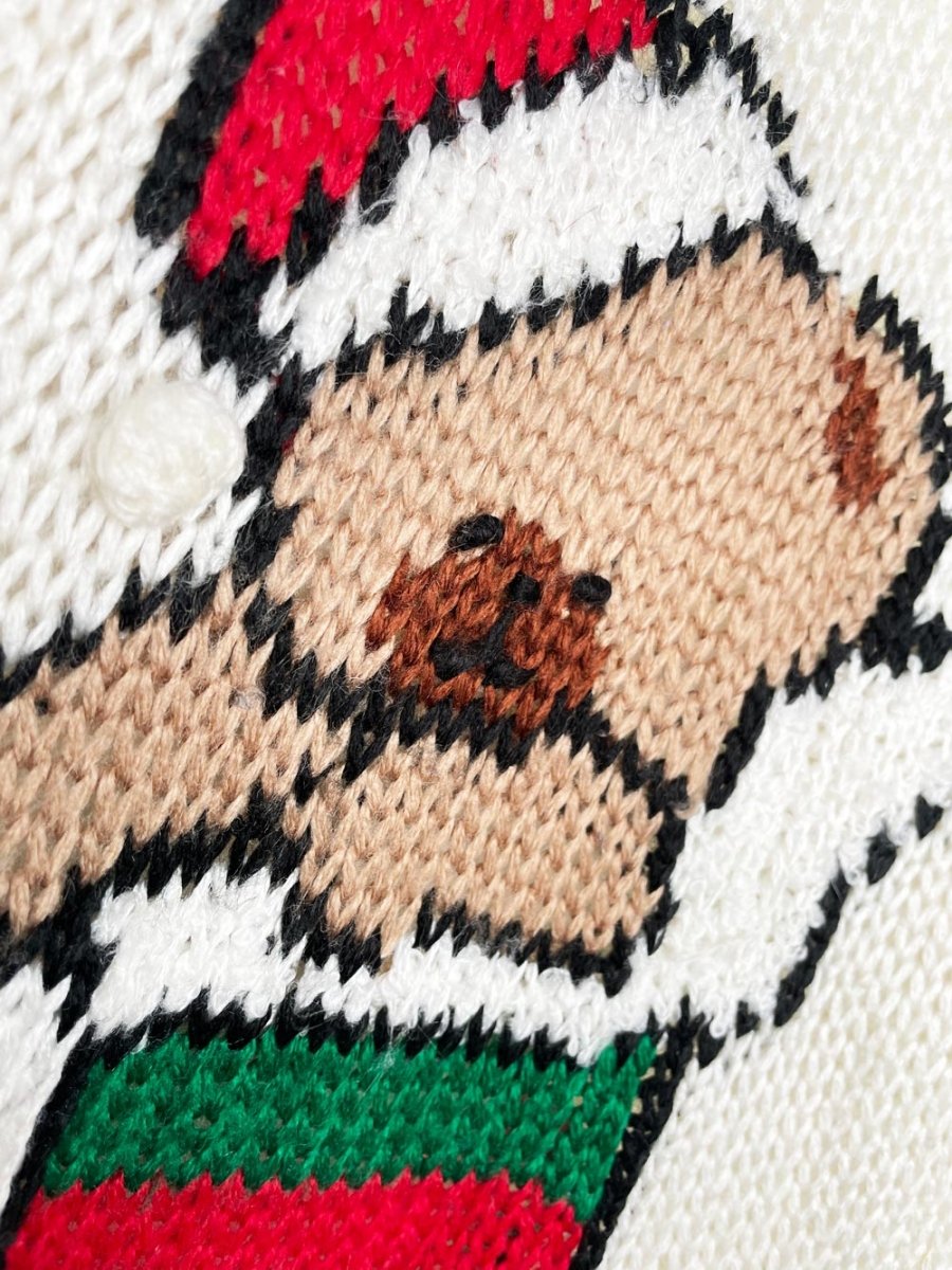 vintage far & near teddy bear stocking knit sweater - good market thrift store