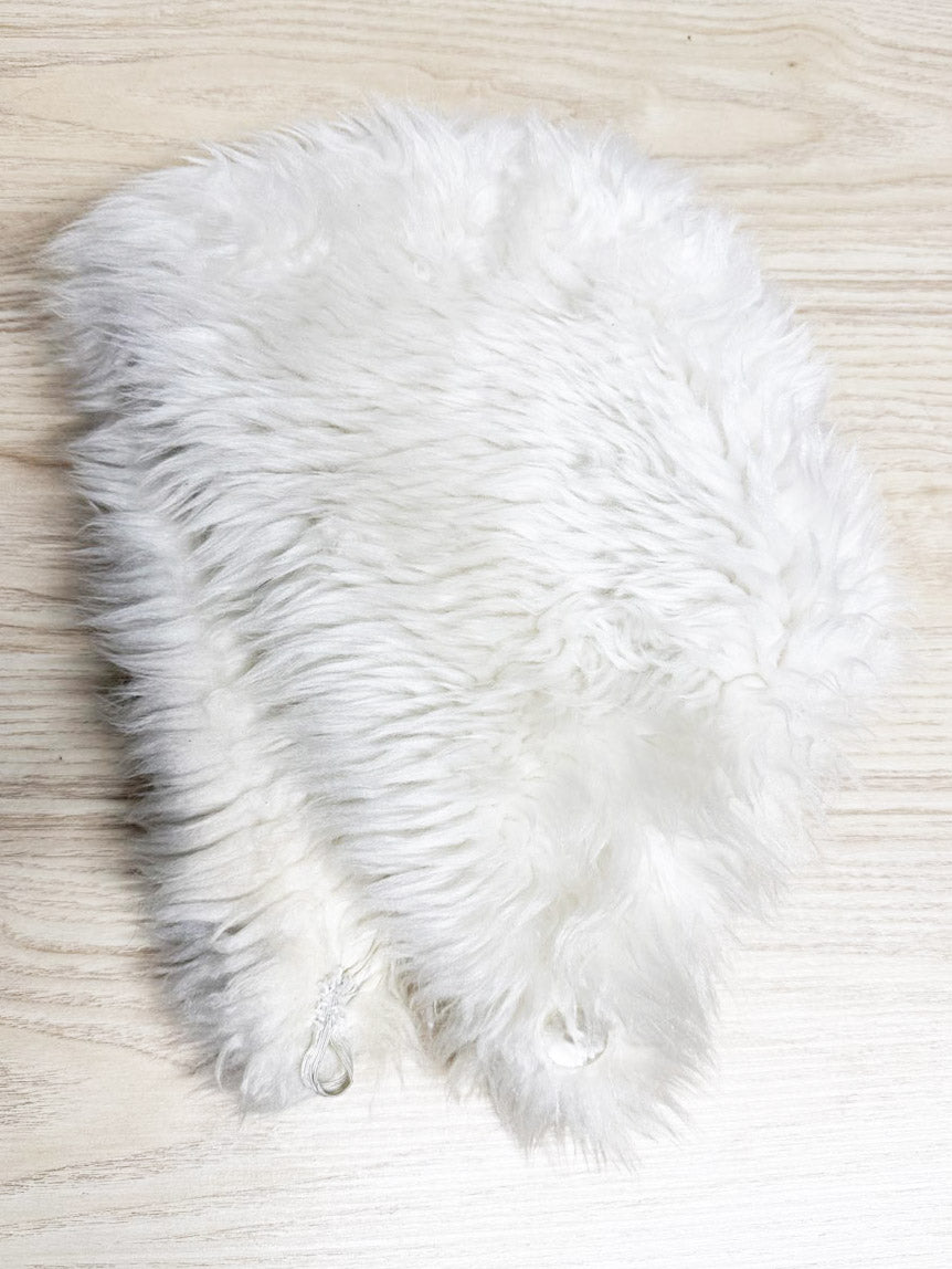 vintage faux fur fluffy shell button hat - good market thrift store