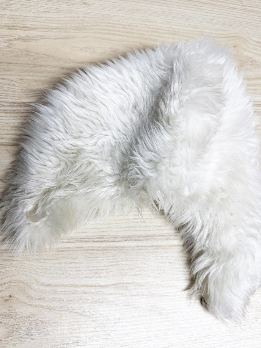 vintage faux fur fluffy shell button hat - good market thrift store