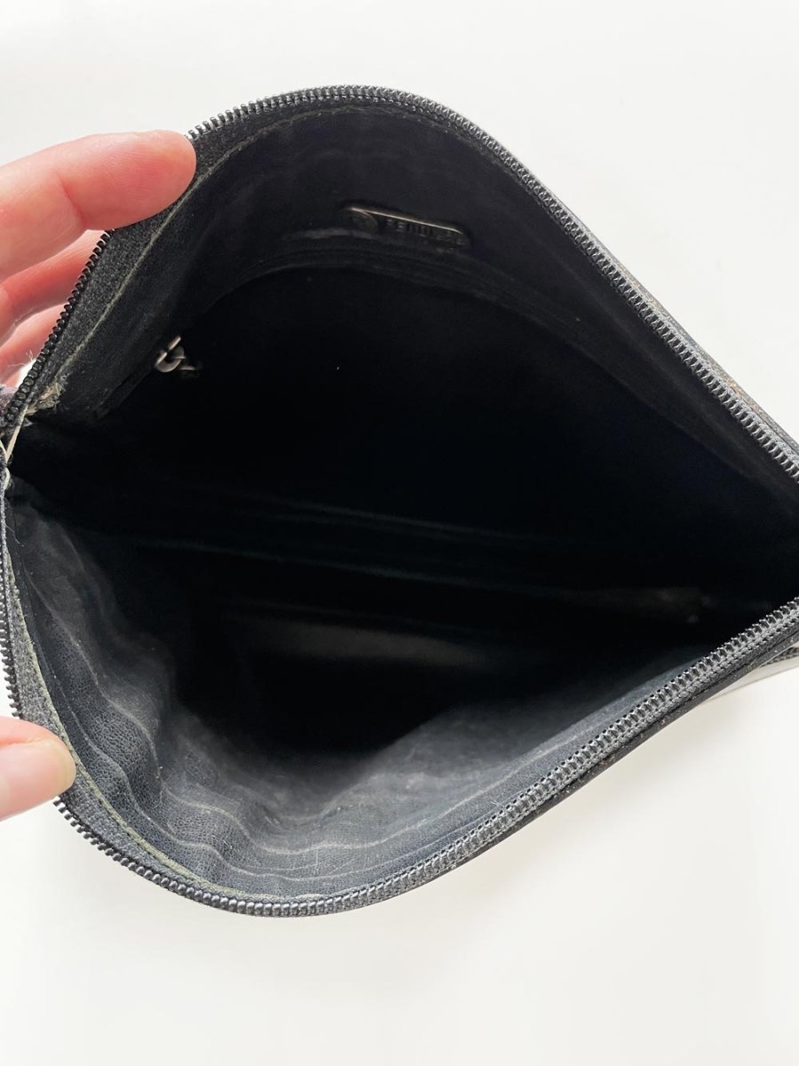 vintage fendi canvas clutch / toiletries bag | leather lining - good market thrift store